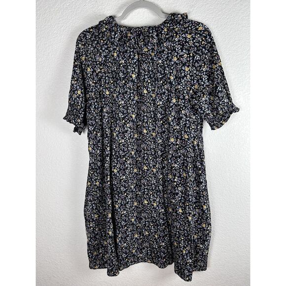 Madewell Womens Sz S black floral shirt dress button front Bohemian Cottagecore - Picture 4 of 10